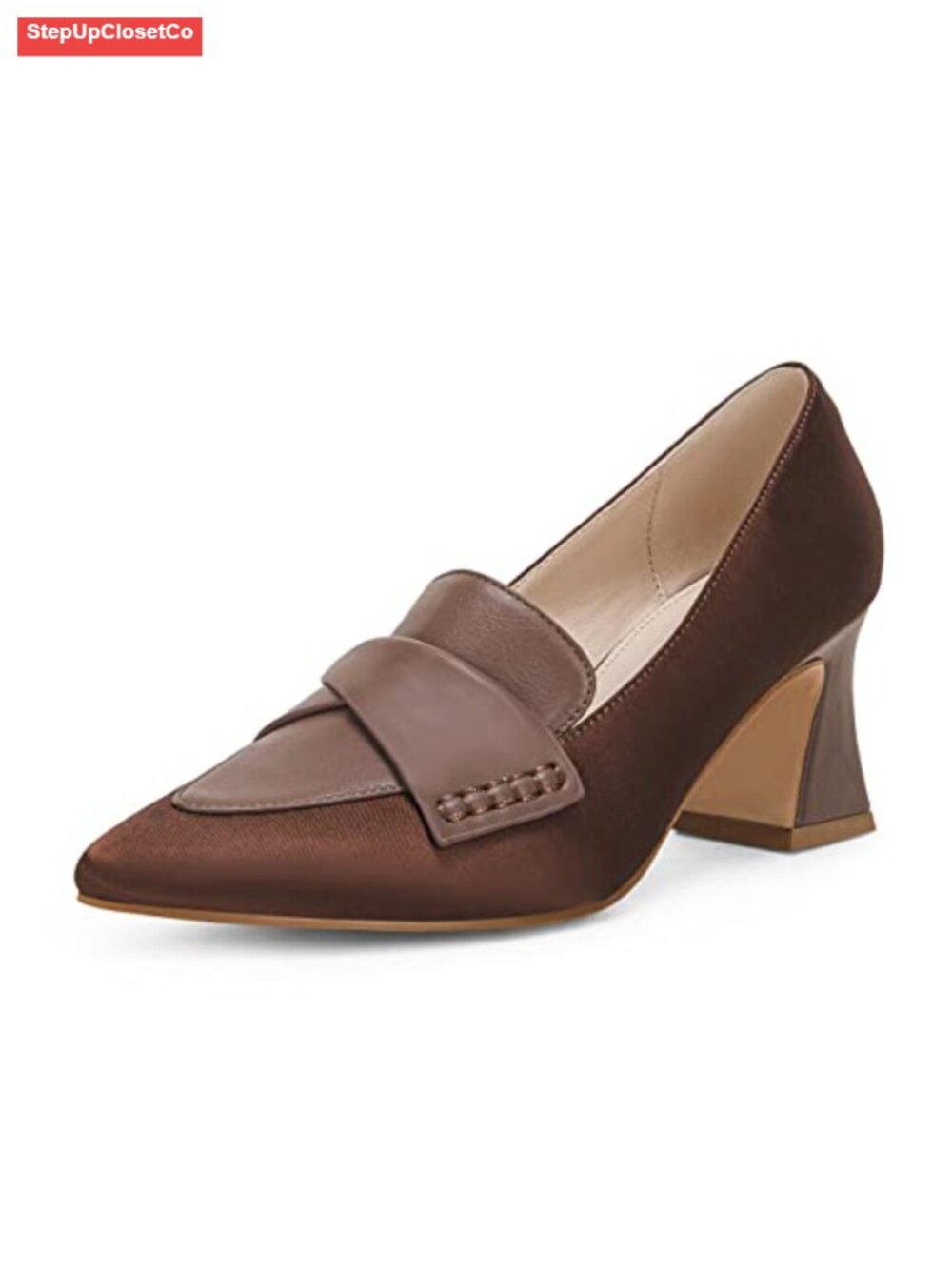 Kitten Heel Pointed Toe Pumps Stitching Slip On Office Dress Shoes